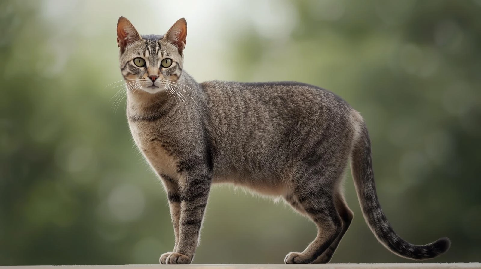 Indoor cat sitting beside food bowl, litter box, vet bill, and monthly cat budget chart