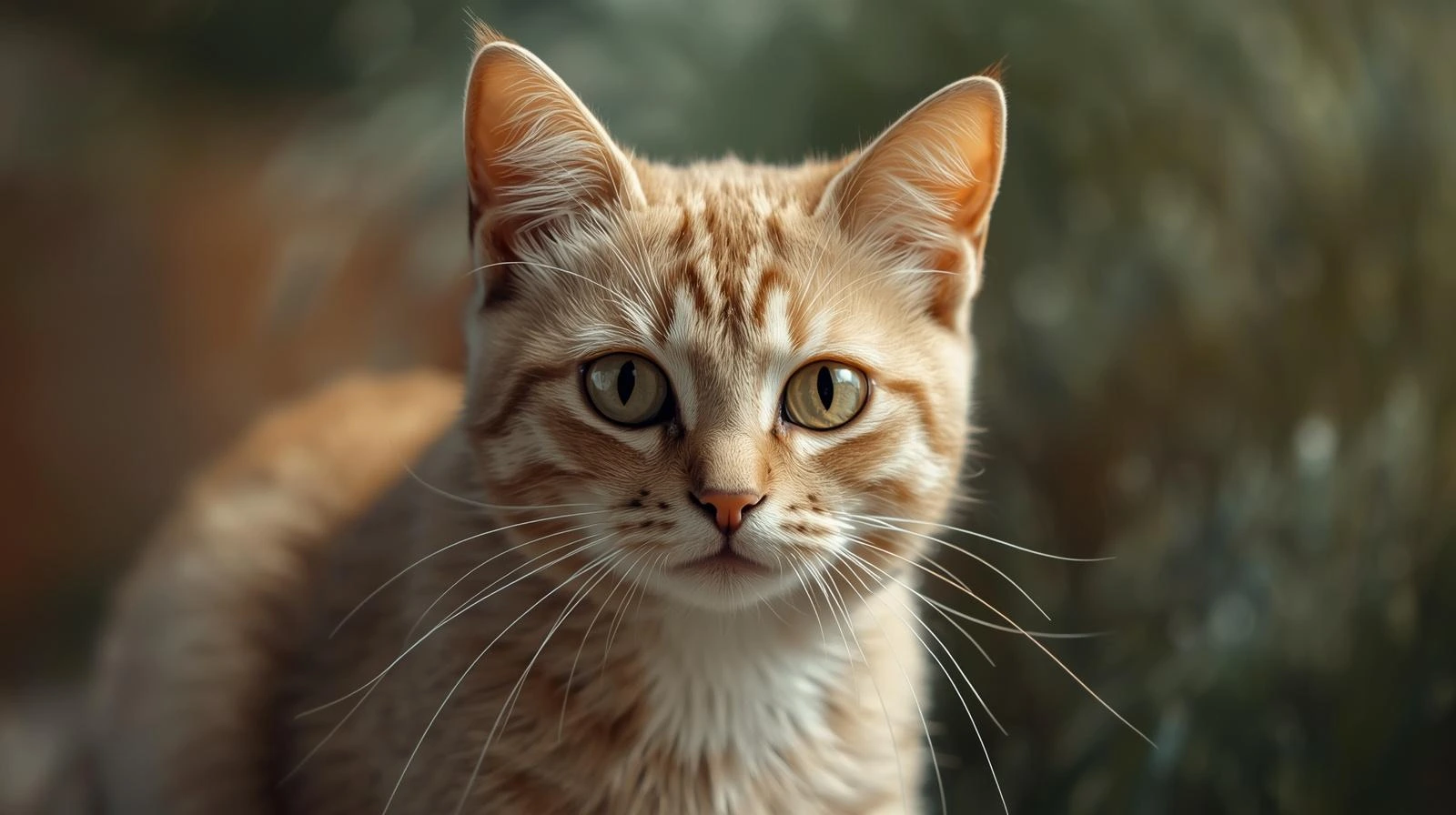 Domestic Shorthair indoor cat with litter box scratching post and feeding area