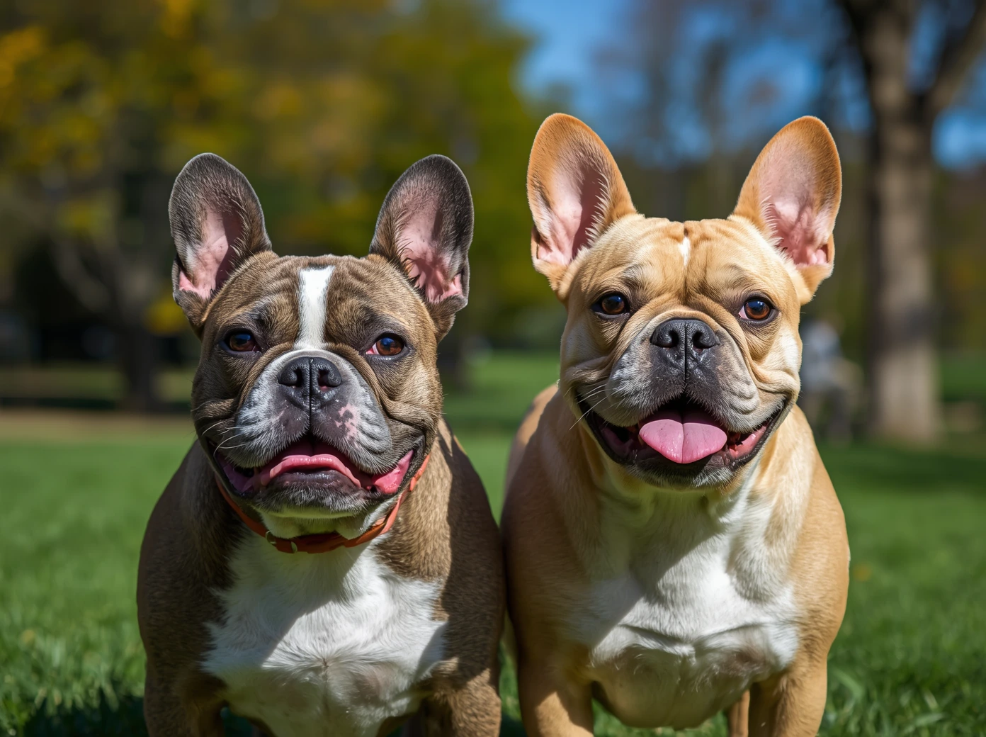 French Bulldog and English Bulldog sitting side by side for a breed cost comparison